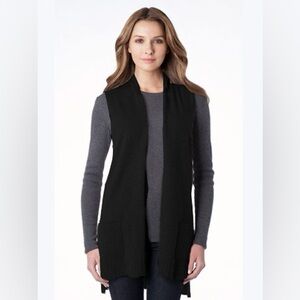 Kinross Cashmere 100% Cashmere Open Black Sweater Knit Vest Long Size XL 243